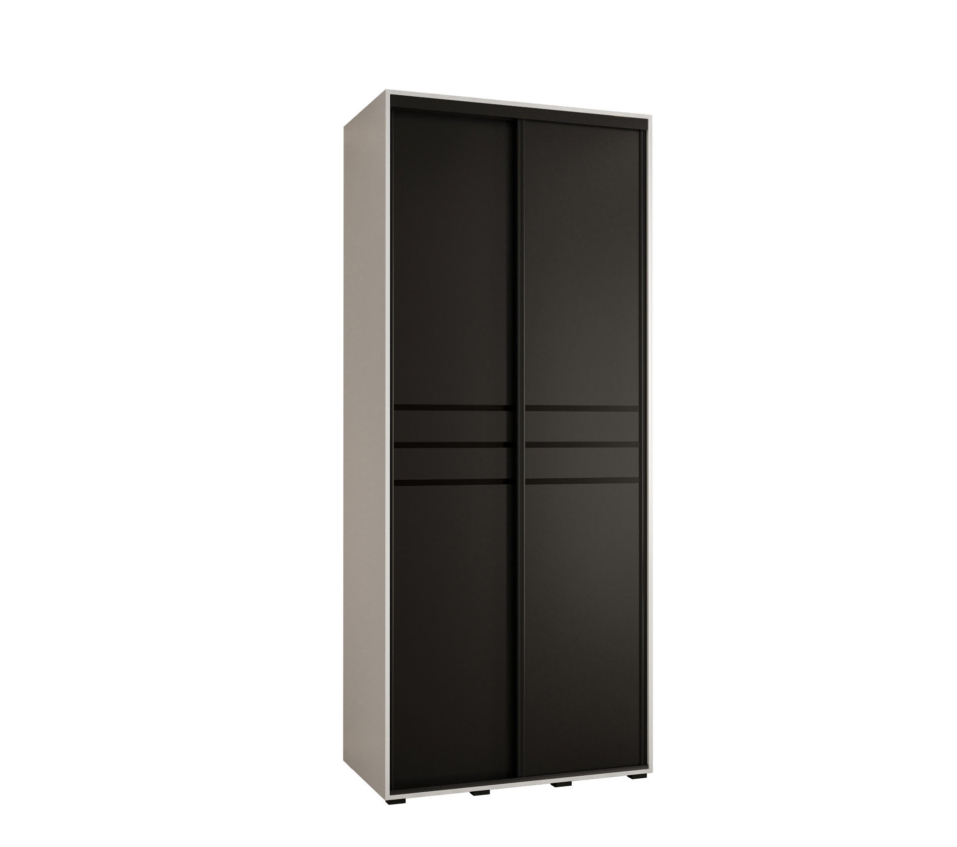 Abiks Möbel Schwebetürenschrank Weiß, Schwarz, Schwarz 100x235x45 cm