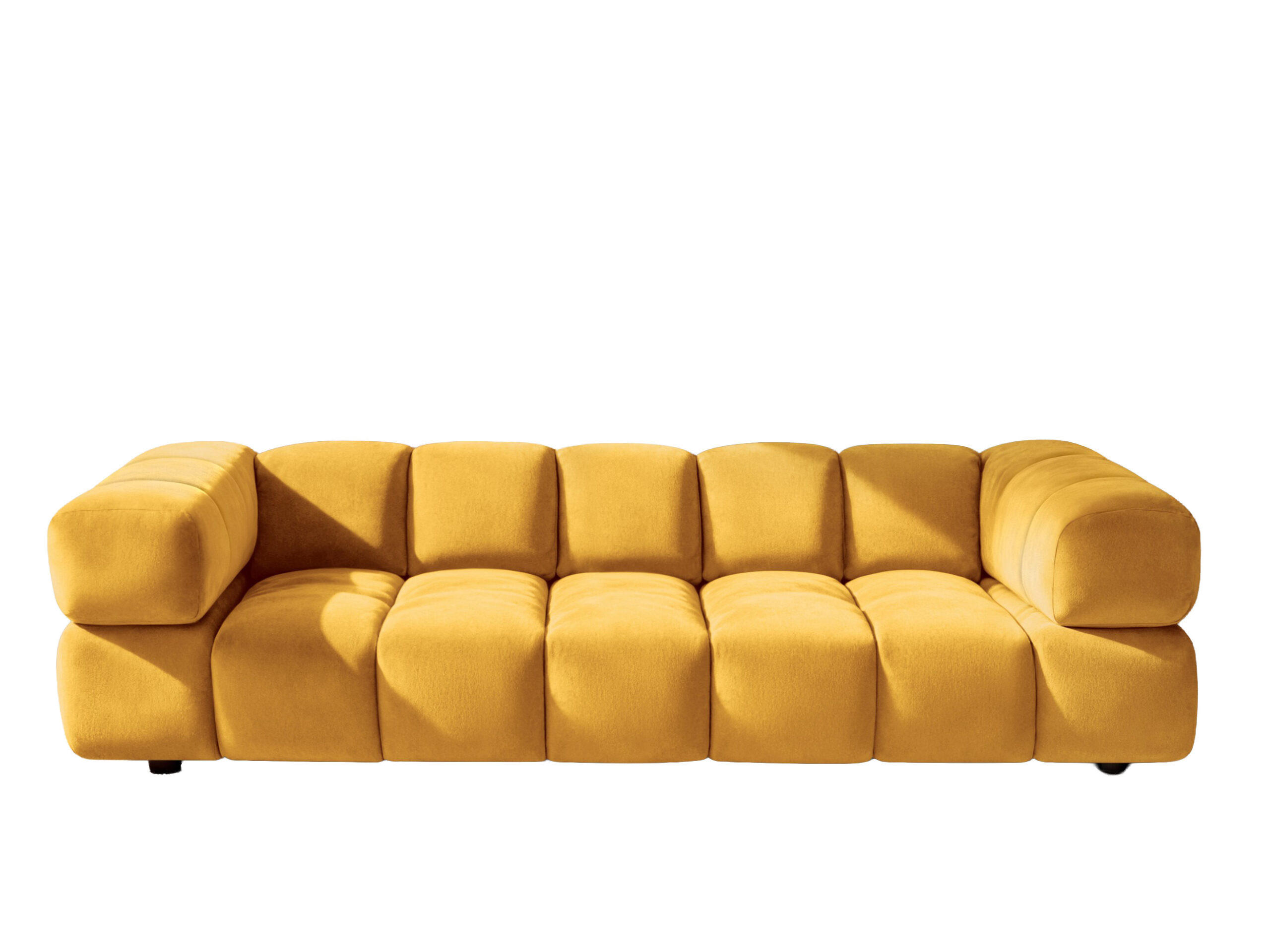 SOFA 4-Sitzer, Couch, Veloursstoff Bluvel, Golden, Averro - Gelb, Holz (280/70/96cm) - Kaiser Möbel