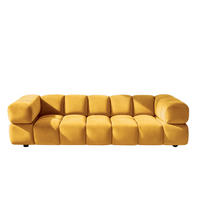 SOFA 4-Sitzer, Couch, Veloursstoff Bluvel, Golden, Averro - Gelb, Holz (280/70/96cm) - Kaiser Möbel