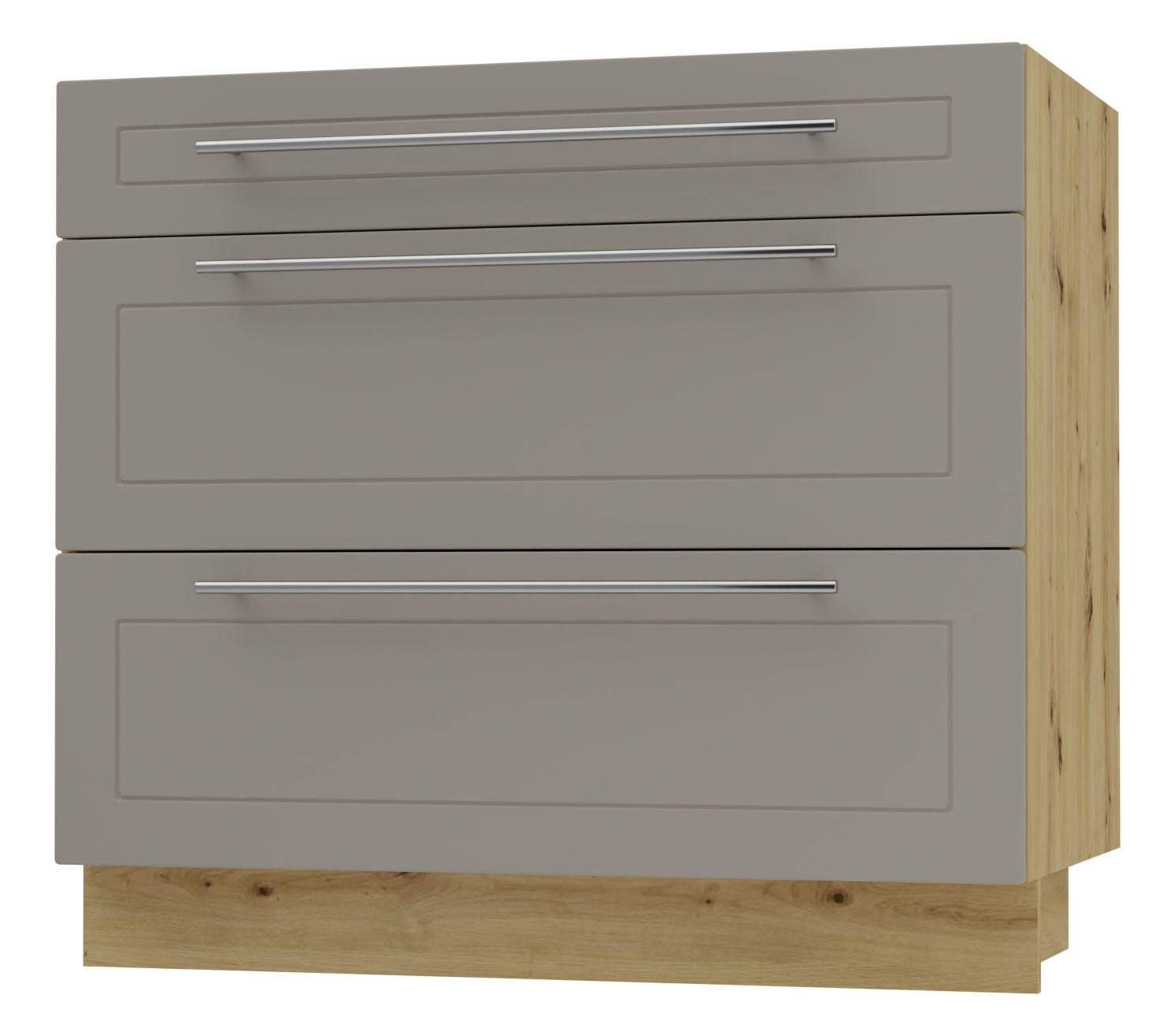 SCHUBLADENUNTERSCHRANK Kvantum D3A/90 90 / 50 / 82cm - Beige/Eiche Artisan, Holz/Holzwerkstoff (90/82/50cm) - Feldmann-Wohnen