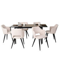 ESSGRUPPE mit 1 Tisch und 6 Stühlen in Beige - Multicolor, Textil (46/81/45cm) - Meubles Cosy