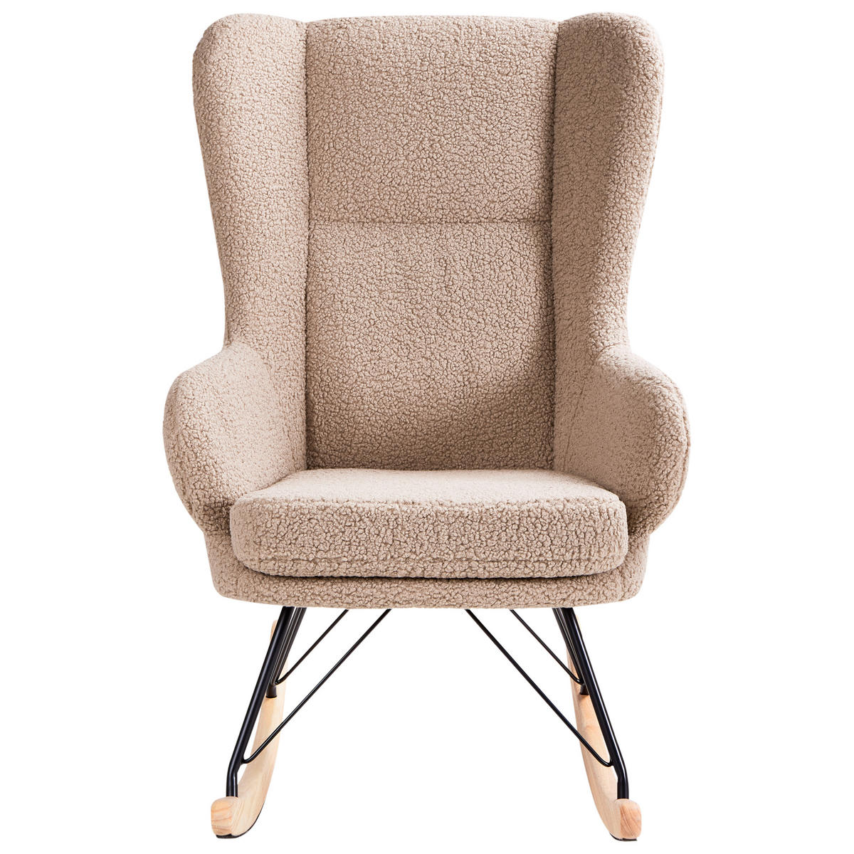 HOUPACÍ KŘESLO Bouclé Béžové Luoma - černá/hnědá, textil (69/106/97cm) - Beliani