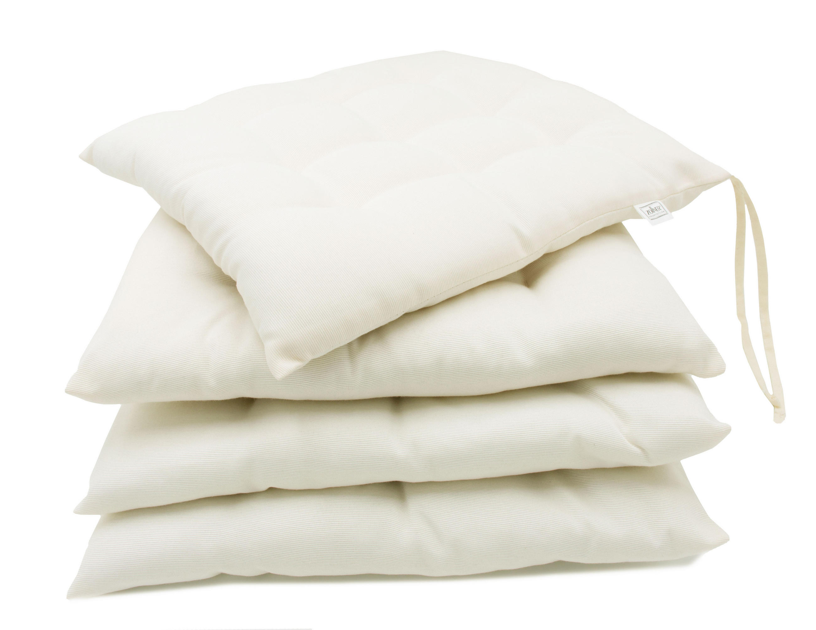 STUHLKISSEN, 4er-Set, 40x40 cm, 100% Polyester, Weiß - Creme, Textil (40/40/3cm) - Zollner