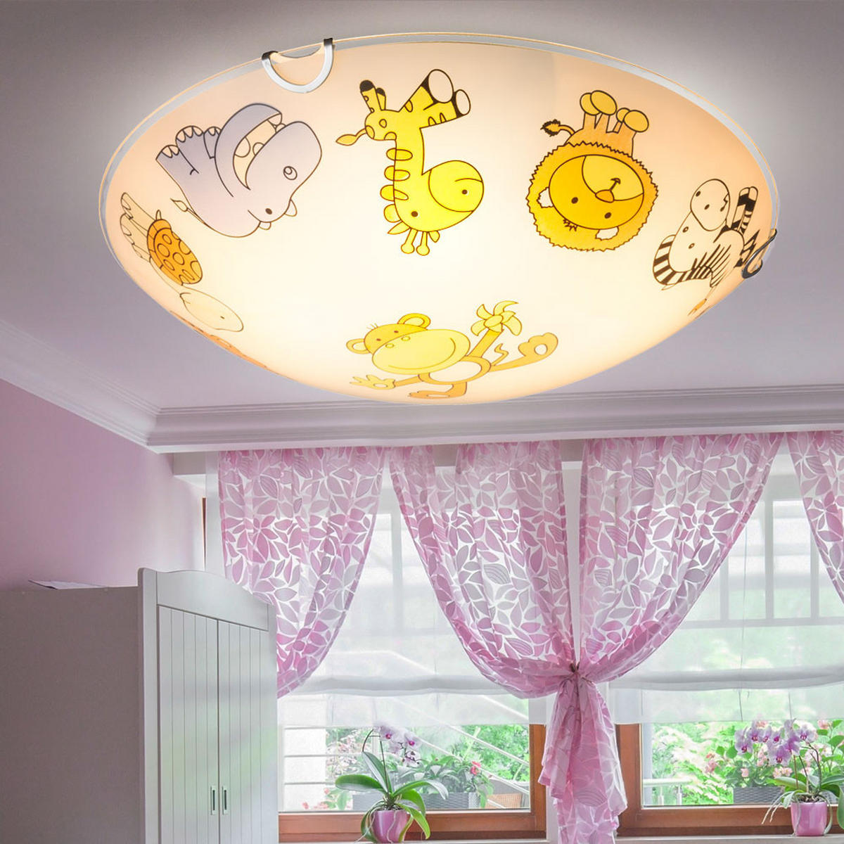 DECKENLEUCHTE KIDDY Glas Bunt - Multicolor, Glas (30/30/6.5cm) - Globo Lighting