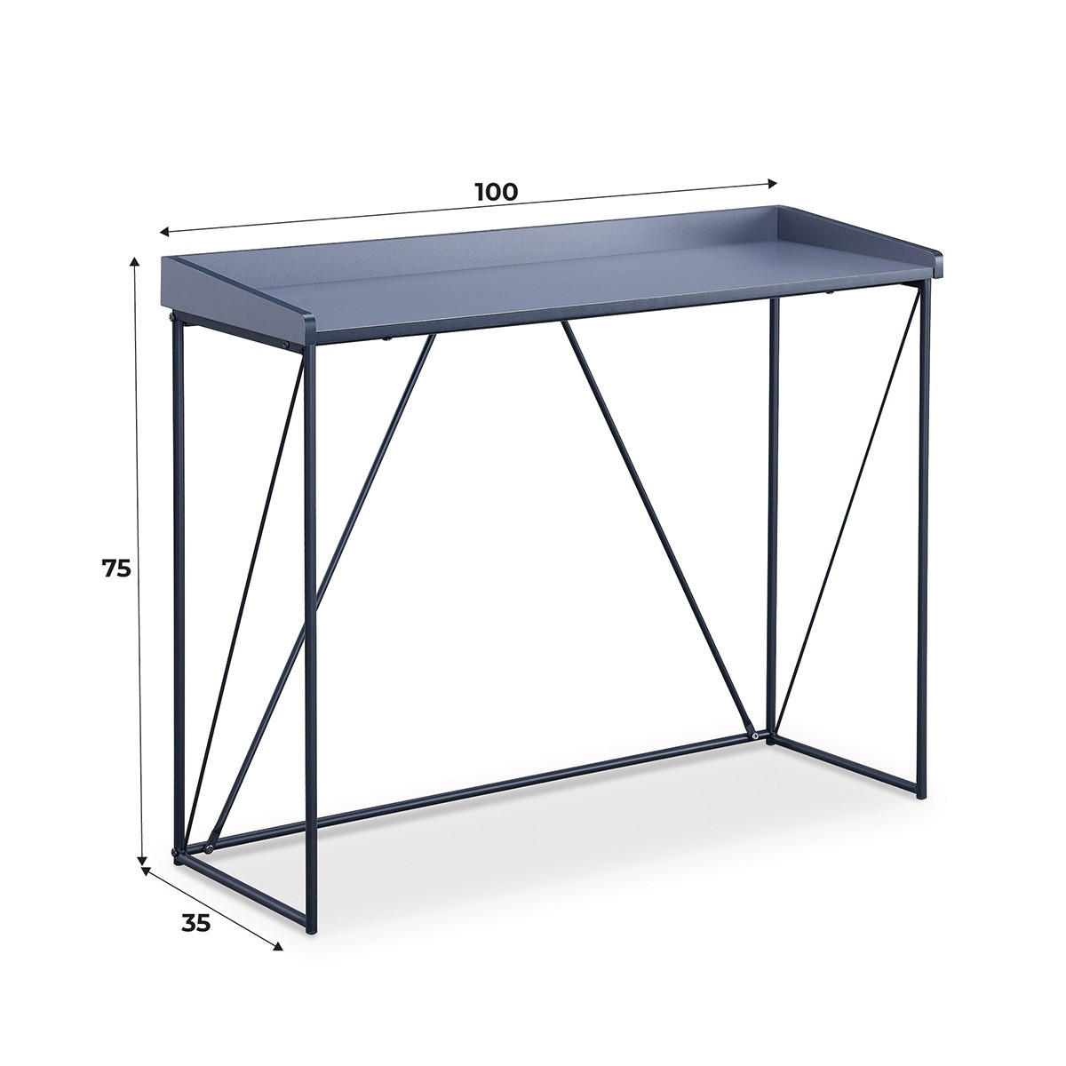 KONSOLE mit schwarzer Struktur und grauer Tischplatte - L100 cm - Anthrazit, Holzwerkstoff (100/35/75cm) - Calicosy