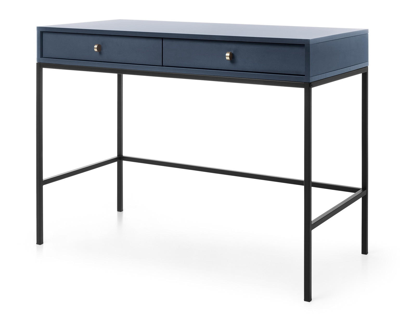 SCHMINKTISCH Monti, Schubladen, 104 cm, Marineblau + Schwarz - Schwarz/Dunkelblau, Holz/Metall (104/78/50cm) - Emporius