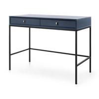 SCHMINKTISCH Monti, Schubladen, 104 cm, Marineblau + Schwarz - Schwarz/Dunkelblau, Holz/Metall (104/78/50cm) - Emporius