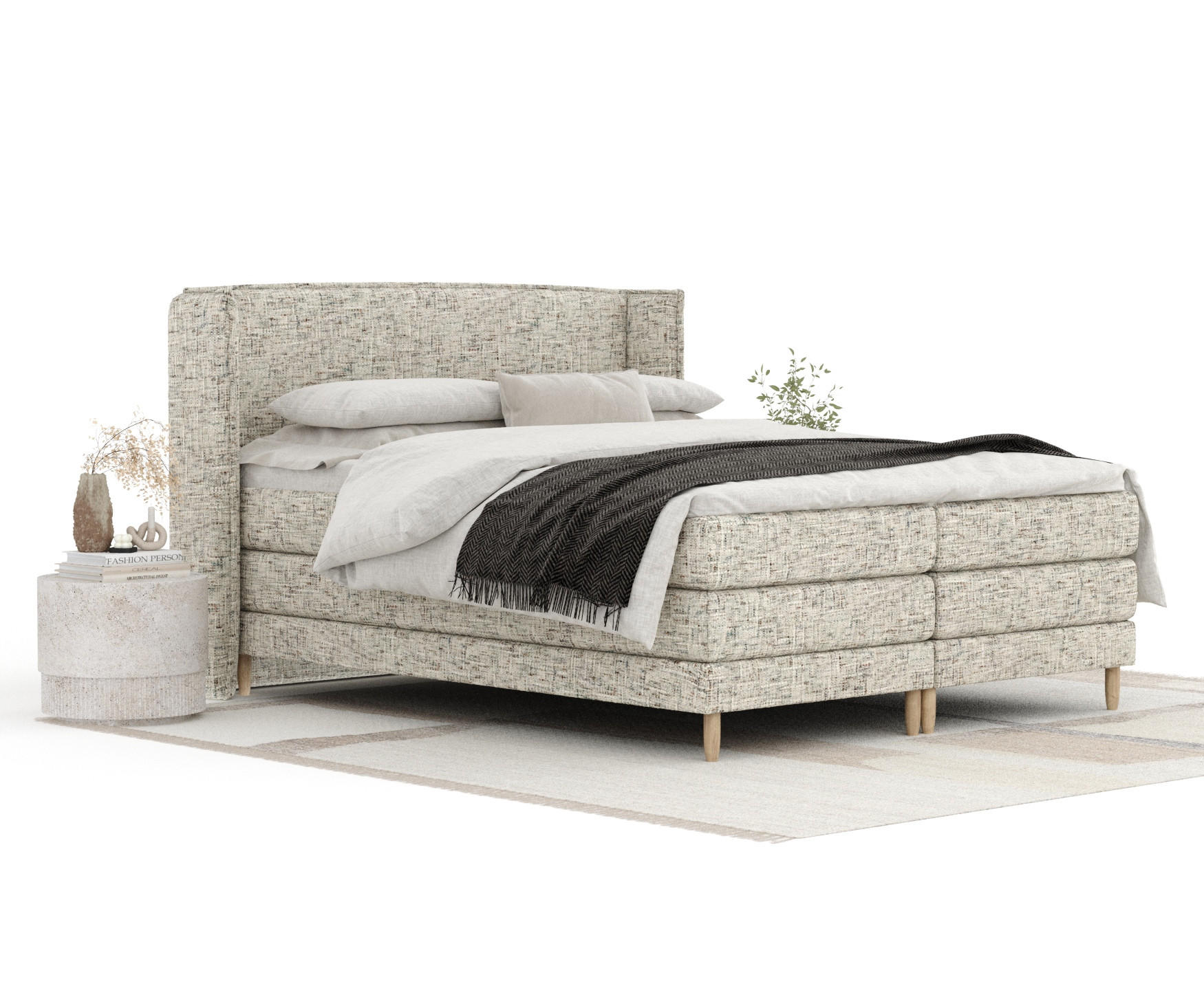 BOXSPRINGBETT Carizzo Beige 160/200 cm mit Matratze und Topper - Beige/Naturfarben, Holz/Holzwerkstoff (160/200cm) - Maison de Reve