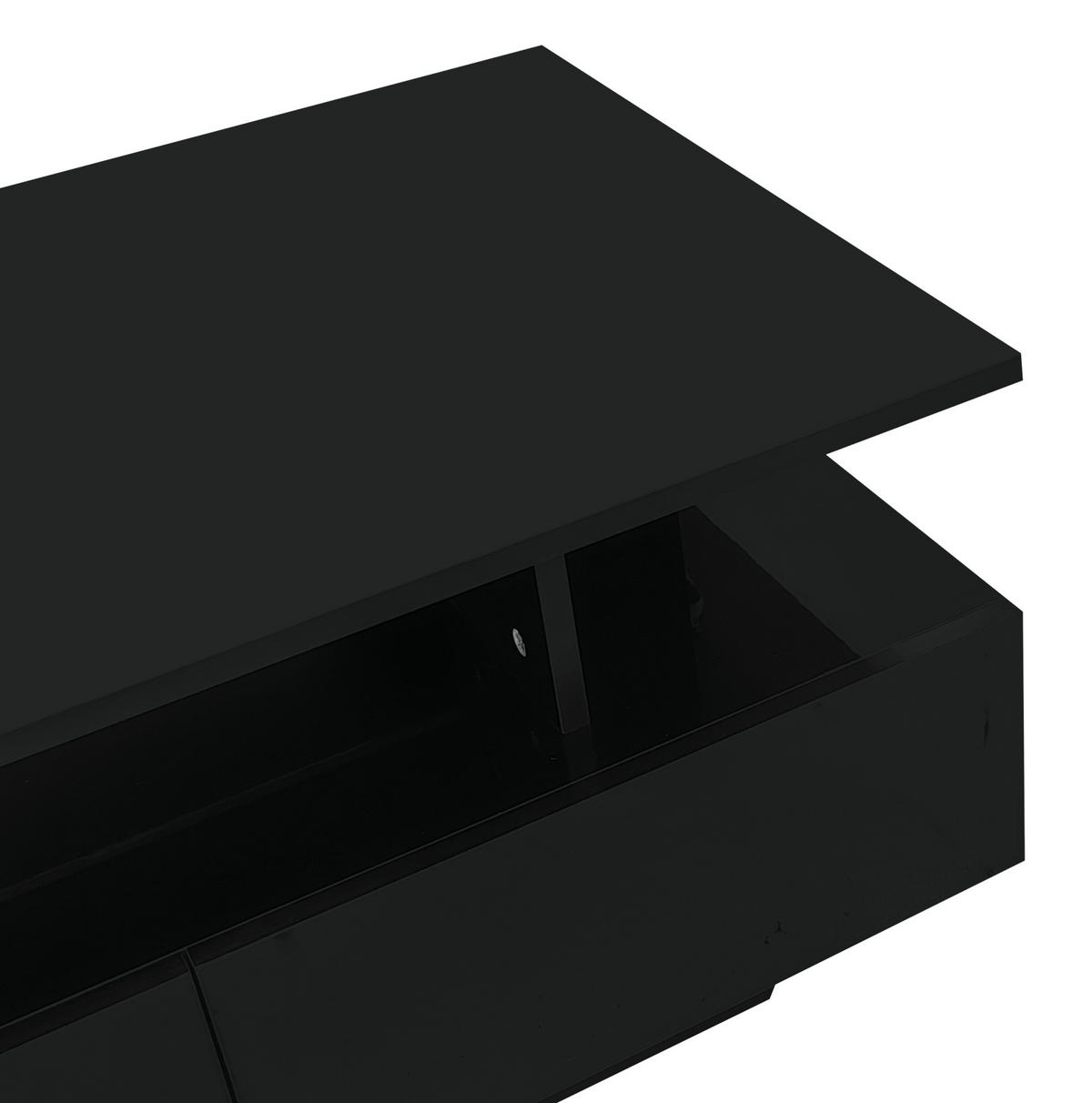 COUCHTISCH 90/55 cm mit LED-Beleuchtung und 2 Schubladen in Schwarz - Schwarz, Holzwerkstoff (90/55/41cm) - BEAOK