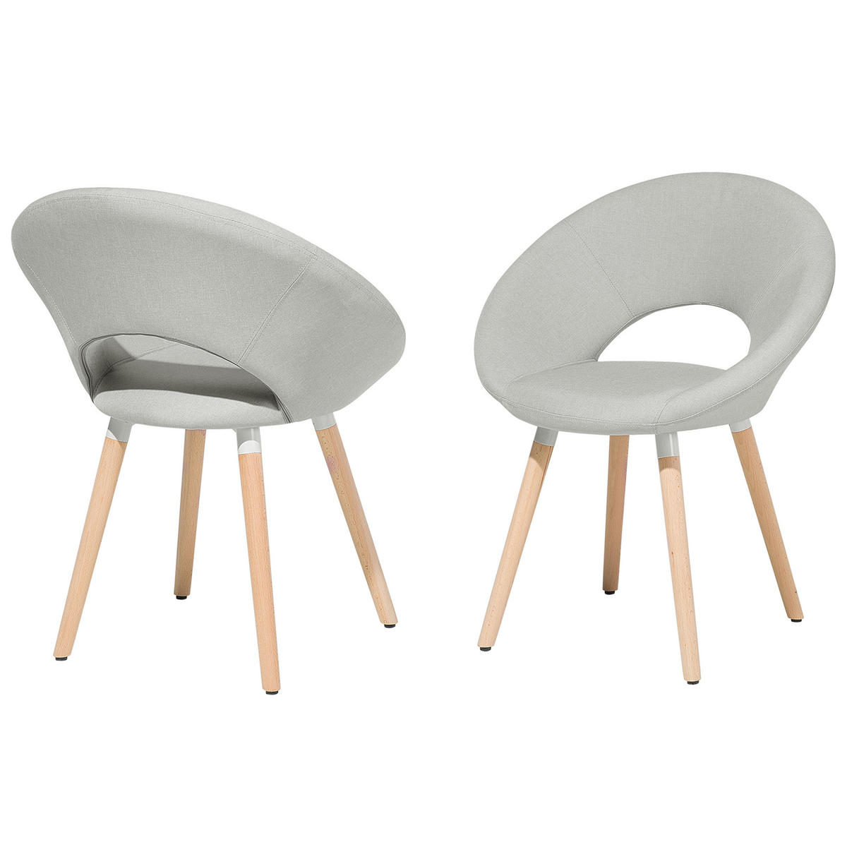 STUHL 2er-Set Polsterbezug Grau Roslyn - Grau, Holz/Textil (66/80/45cm) - Beliani