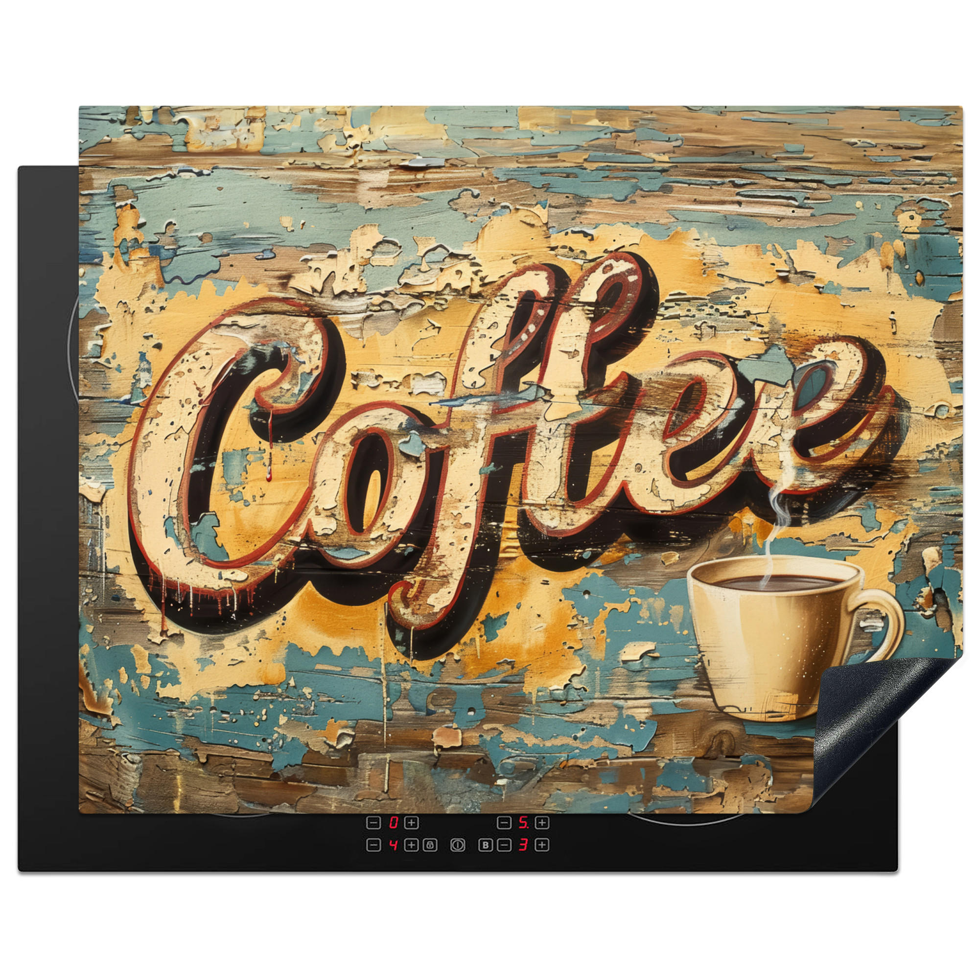 HERDABDECKPLATTE Kaffee - Vintage - Braun - Tasse 65x52 cm - Teakfarben, Kunststoff (65/0.2/52cm) - MuchoWow