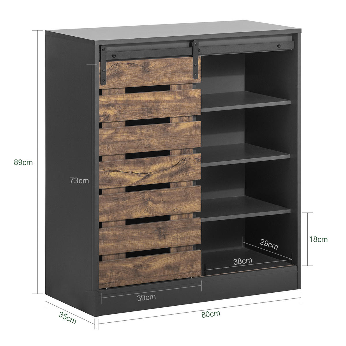 SCHUHSCHRANK Vintage - Braun, Holzwerkstoff (80/89/35cm) - SoBuy