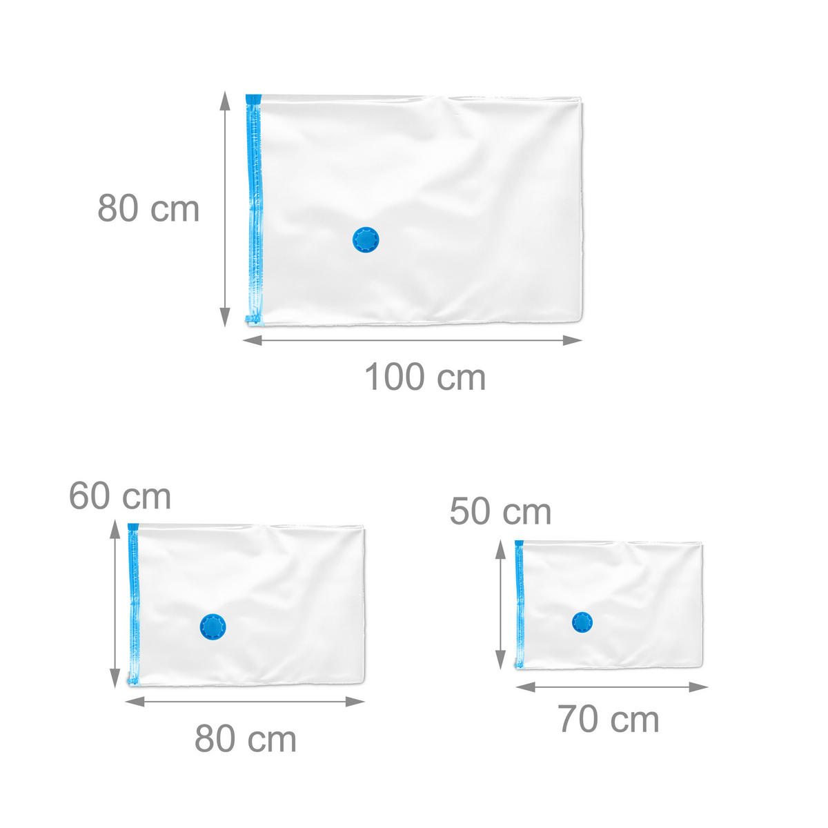 8-DIELNA súprava vákuových vreciek - priehľadné, plast (80/100/0.1cm) - Relaxdays