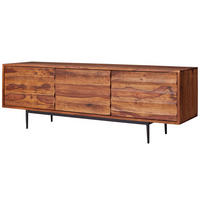 LOWBOARD Massivholz Landhausstil 147x50x38 cm mit 3 Türen - Schwarz/Braun, Holz/Metall (147/50/38cm) - KADIMA DESIGN