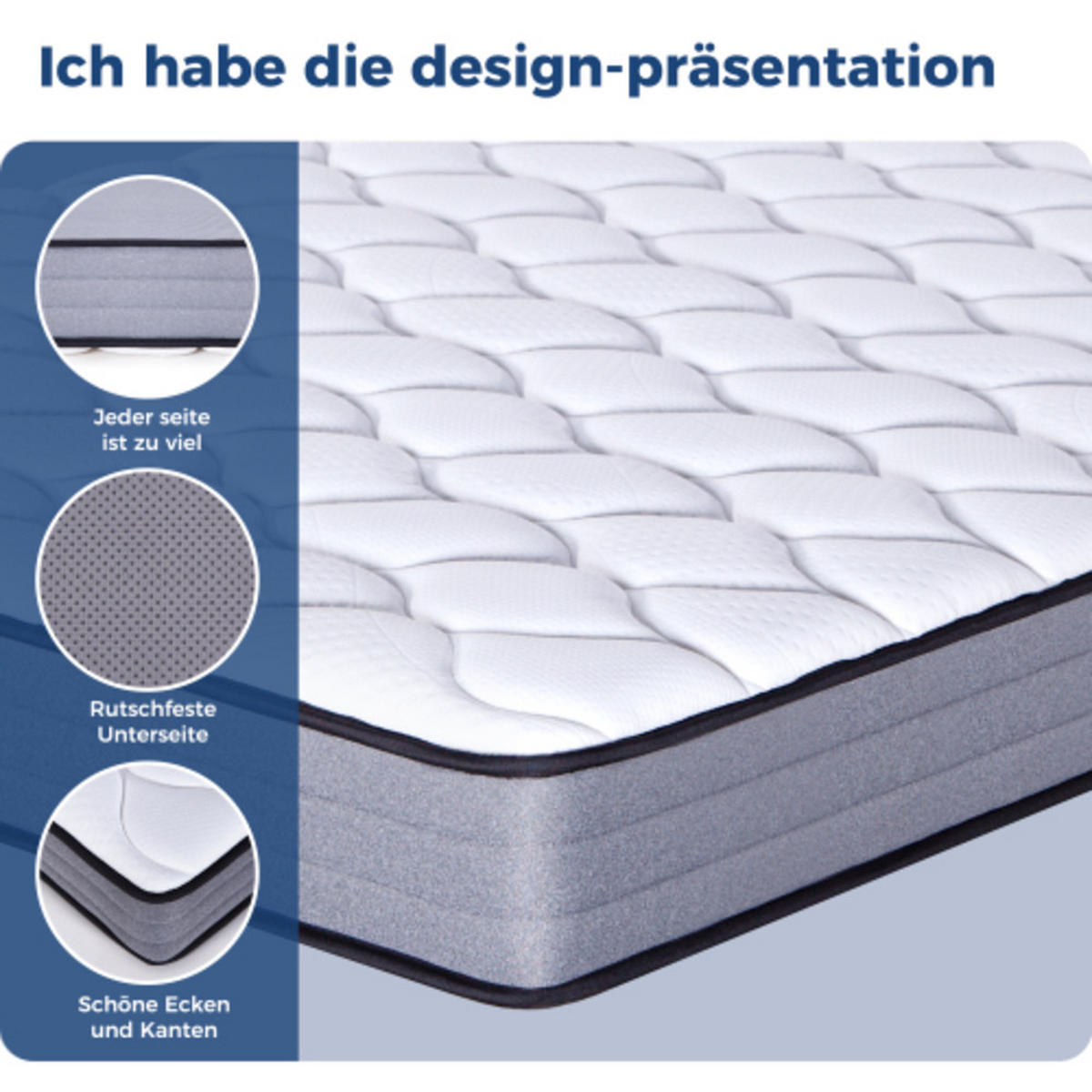 TASCHENFEDERKERNMATRATZE 120×200cm mit 7-Zonen-System und Memory-Schaum, weiß & grau - Weiß, Kunststoff - Luhomfu