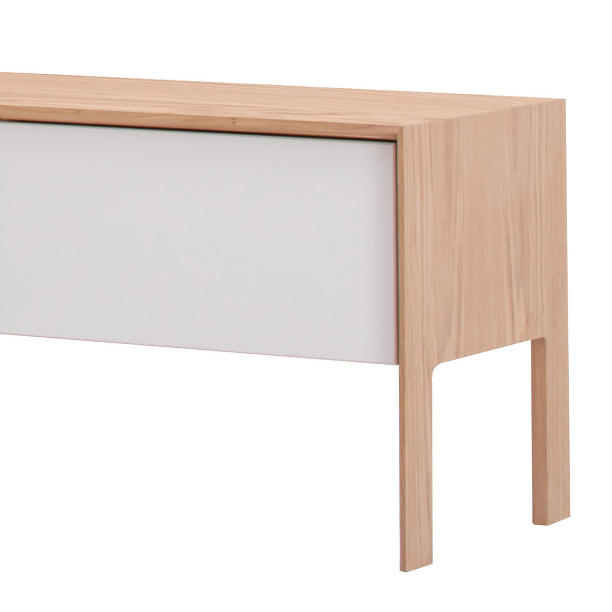 TV-LOWBOARD - Eiche teilmassiv - Mushroom Creme / Eiche Hell - Eichefarben/Creme, Holz/Holzwerkstoff (140/44/45cm) - home24