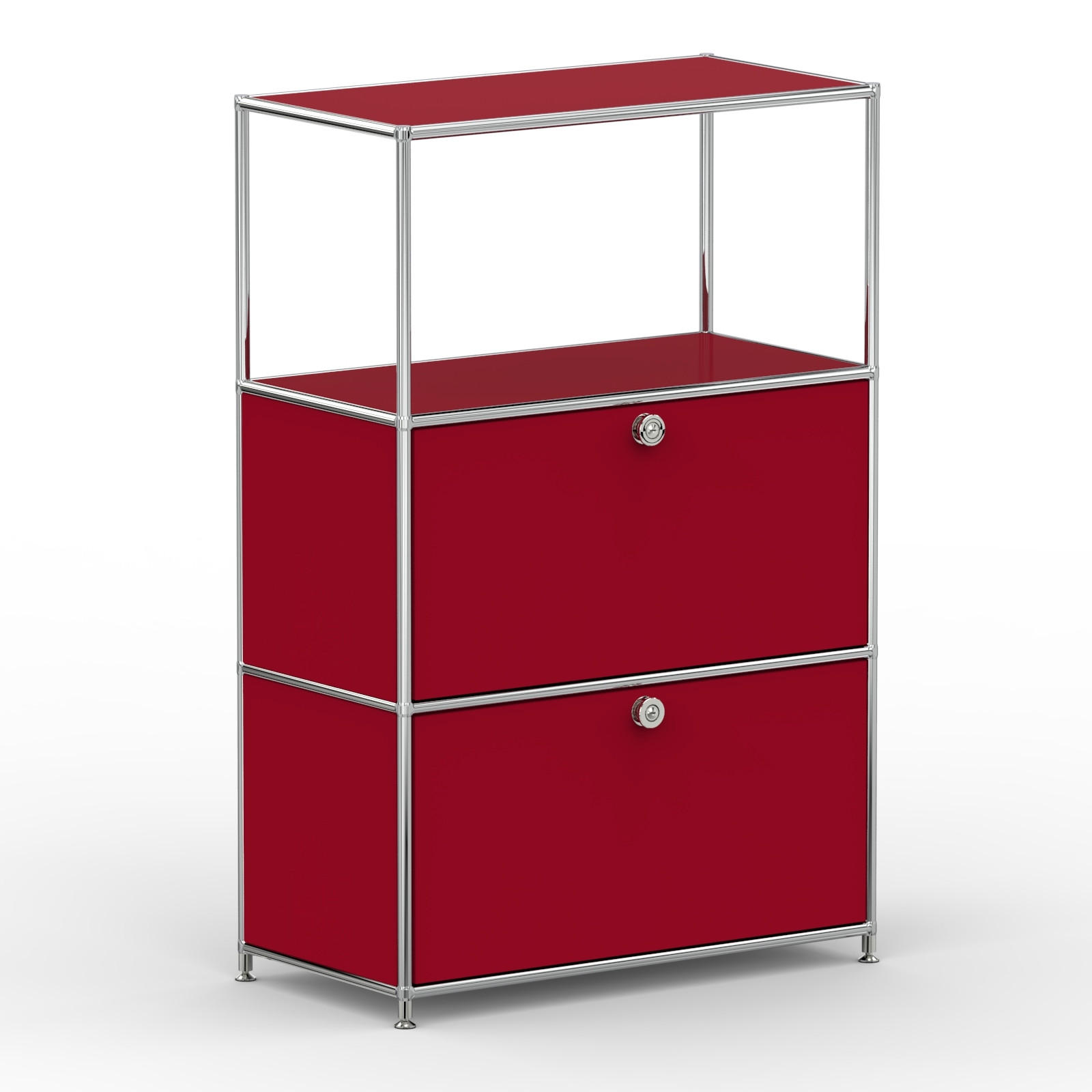 HOCHSCHRANK, 1 offenes Fach, 2 Klappen, Breite 77 cm, Rubinrot - Chromfarben/Silberfarben, Metall (40/118/77.2cm) - Versee