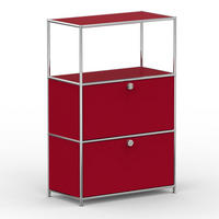 HOCHSCHRANK, 1 offenes Fach, 2 Klappen, Breite 77 cm, Rubinrot - Chromfarben/Silberfarben, Metall (40/118/77.2cm) - Versee