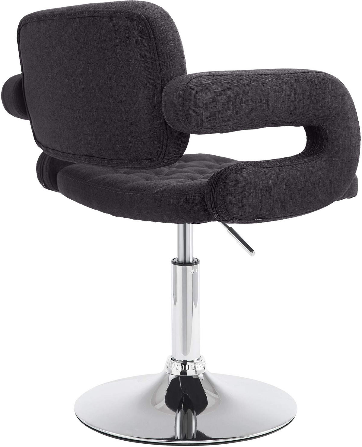 DREHSTUHL Stoff schwarz - Chromfarben/Schwarz, Textil/Metall (62/76/55cm) - CLP