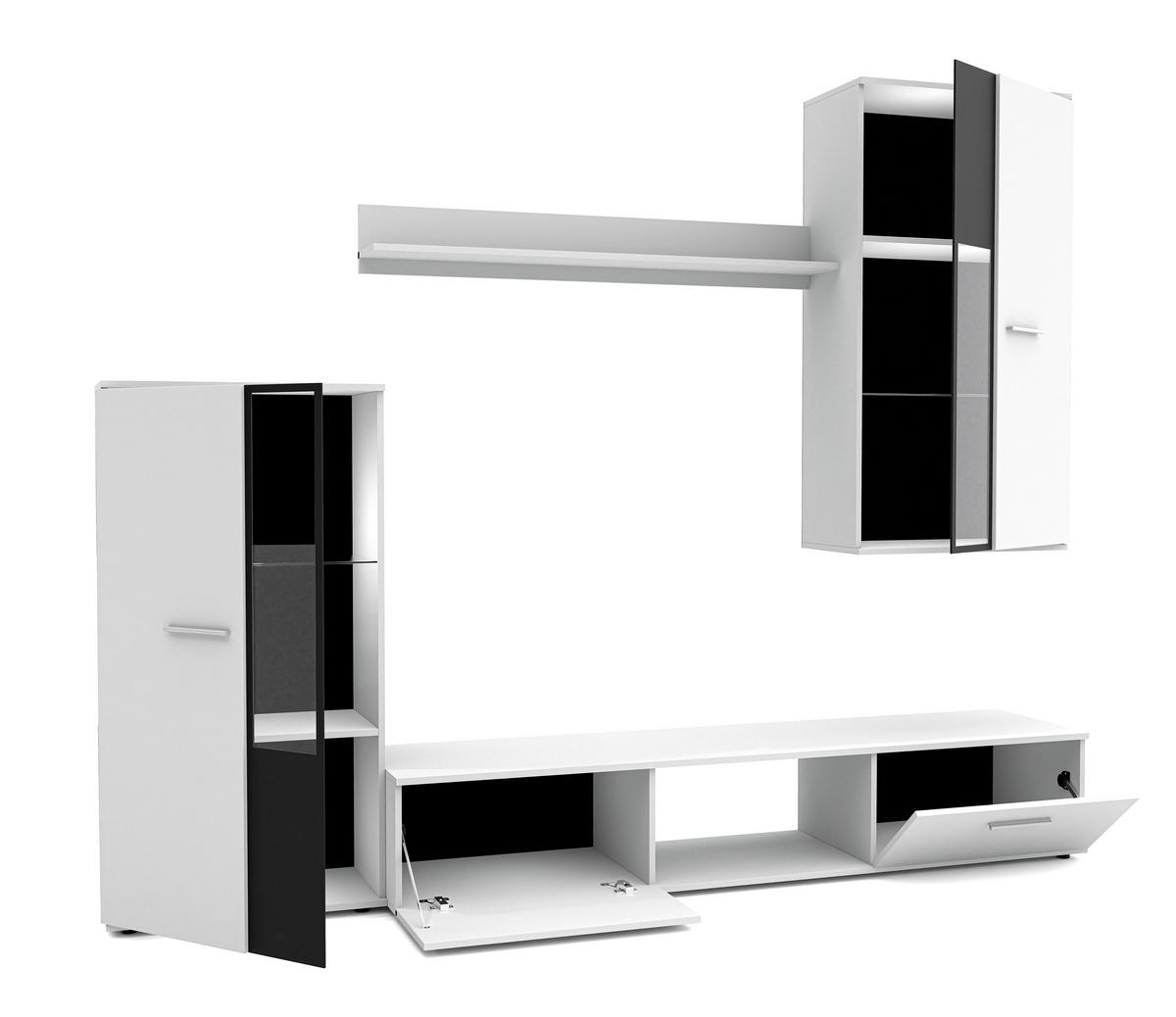 WOHNWAND Formilo Weiß 294/180/40 cm Hochwertige TV Wohnwand - Weiß, Holzwerkstoff/Kunststoff (294/180/40cm) - AX Living