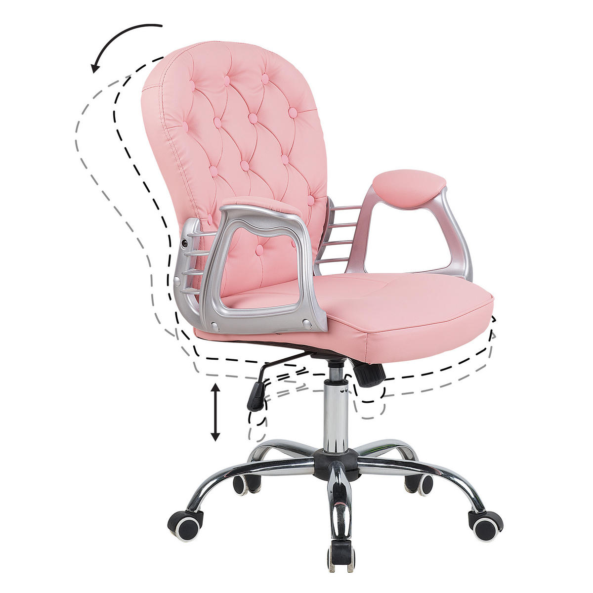 BÜROSTUHL Kunstleder Rosa Princess - Pink, Textil/Metall (60/98/60cm) - Beliani