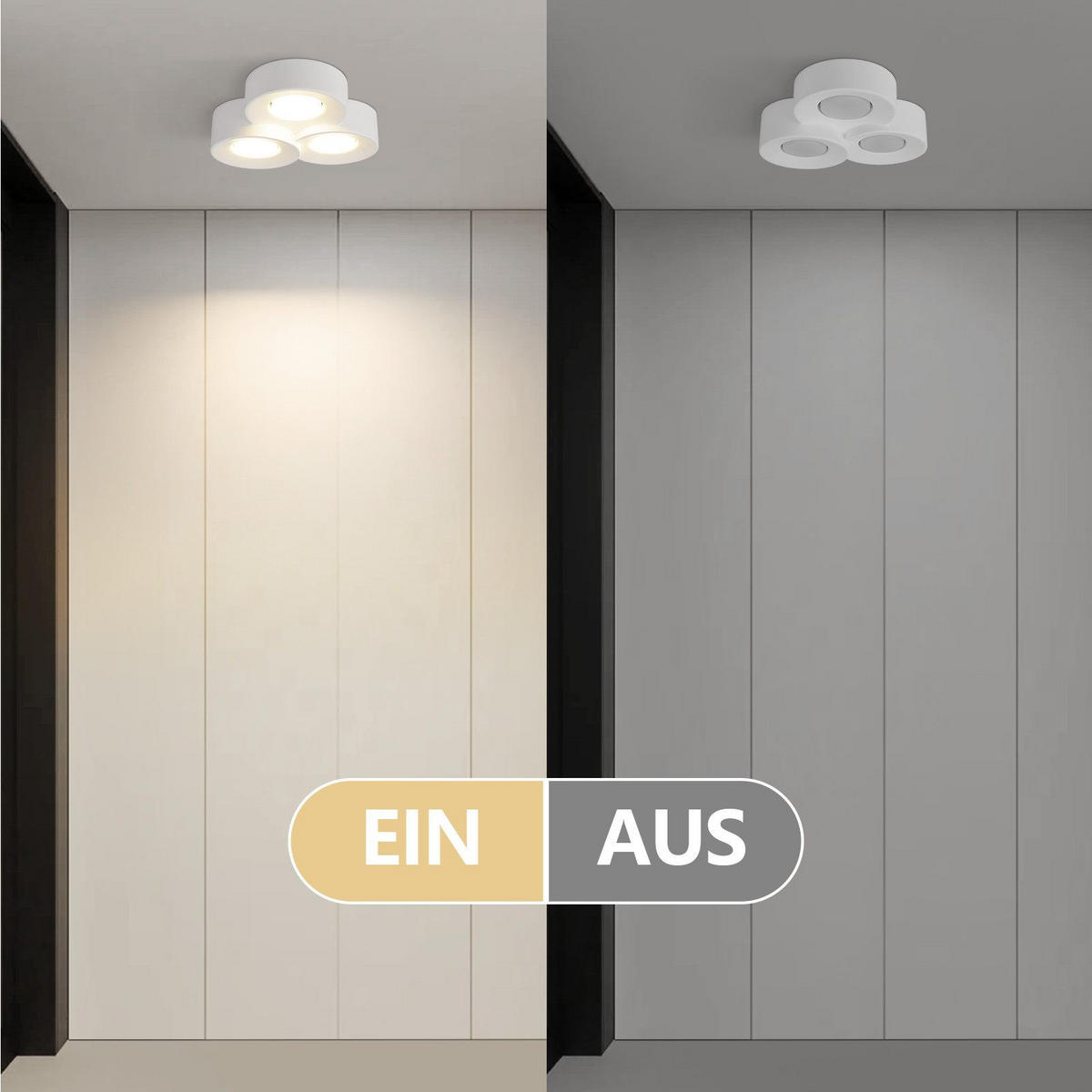 DECKENLEUCHTE Mannering 28/5.5/26.1 cm - Weiß, Naturmaterialien (5.5/28/26.1cm) - Nettlife