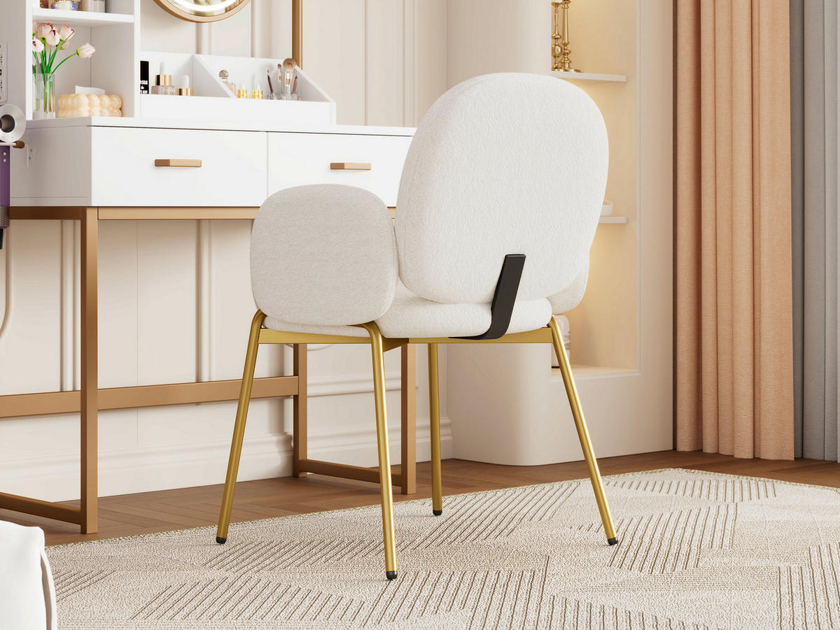 ESSZIMMERSTUHL Teddy mit goldfarbenen Eisenbeinen 55/64,5/88 cm beige - Beige, Textil (64.5/88/55cm) - Redom