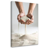 LEINWANDBILD Hände Sand beige Boho 60x90cm - Beige, Textil (60/90cm) - Feeby