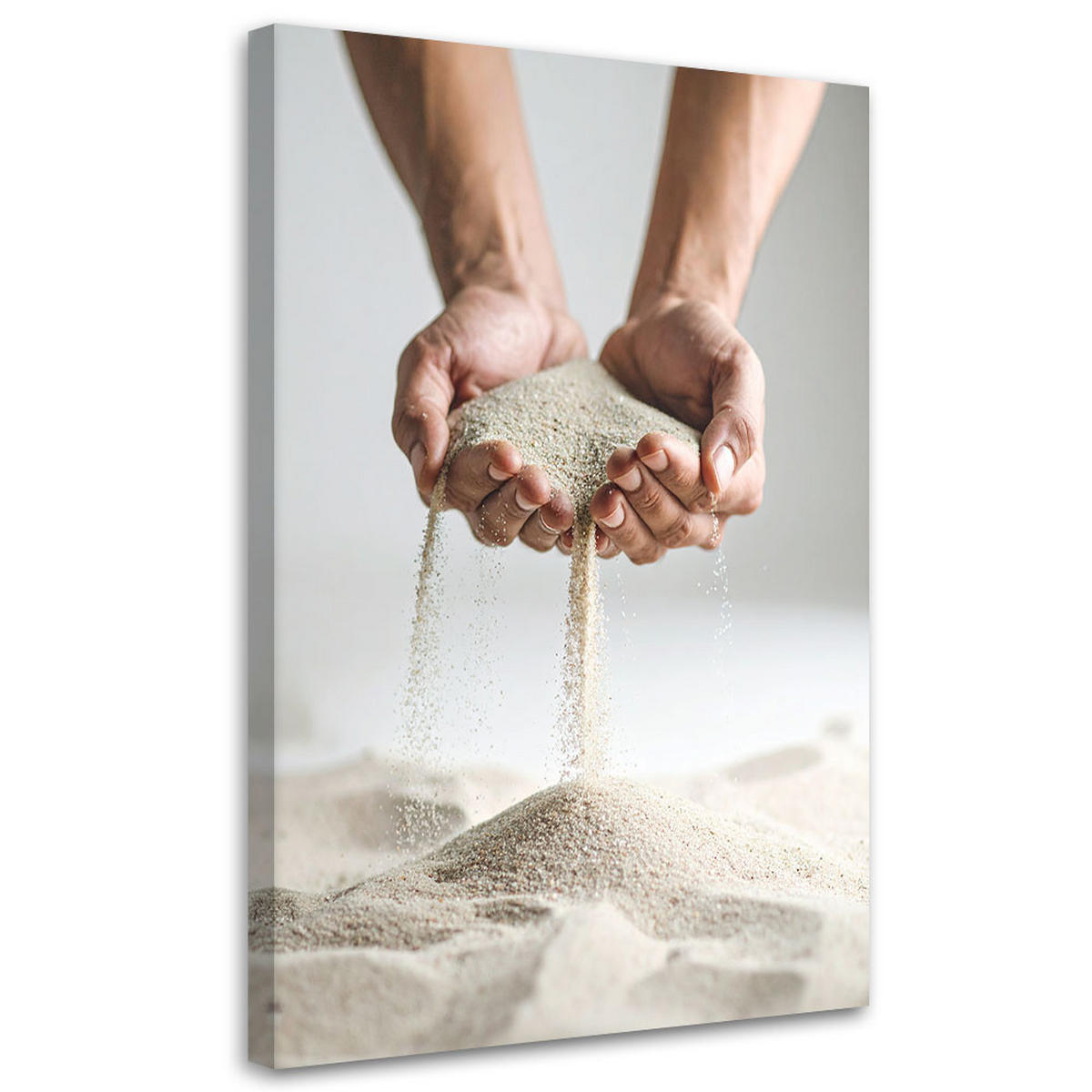 LEINWANDBILD Hände Sand beige Boho 60x90cm - Beige, Textil (60/90cm) - Feeby