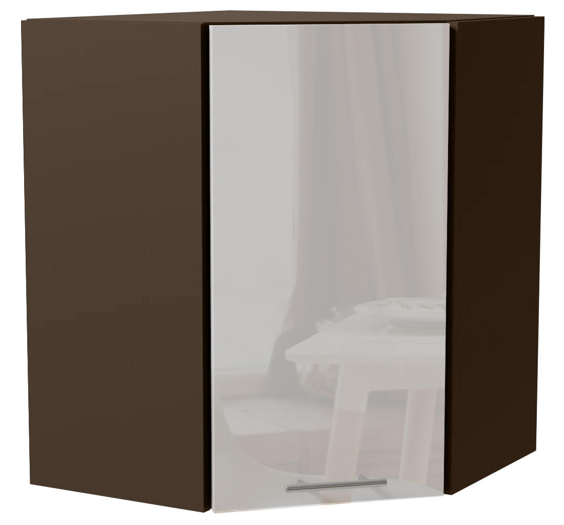 Feldmann-Wohnen Eckhängeschrank Weiß Hochglanz, Dunkelgrau 60x72x60 cm