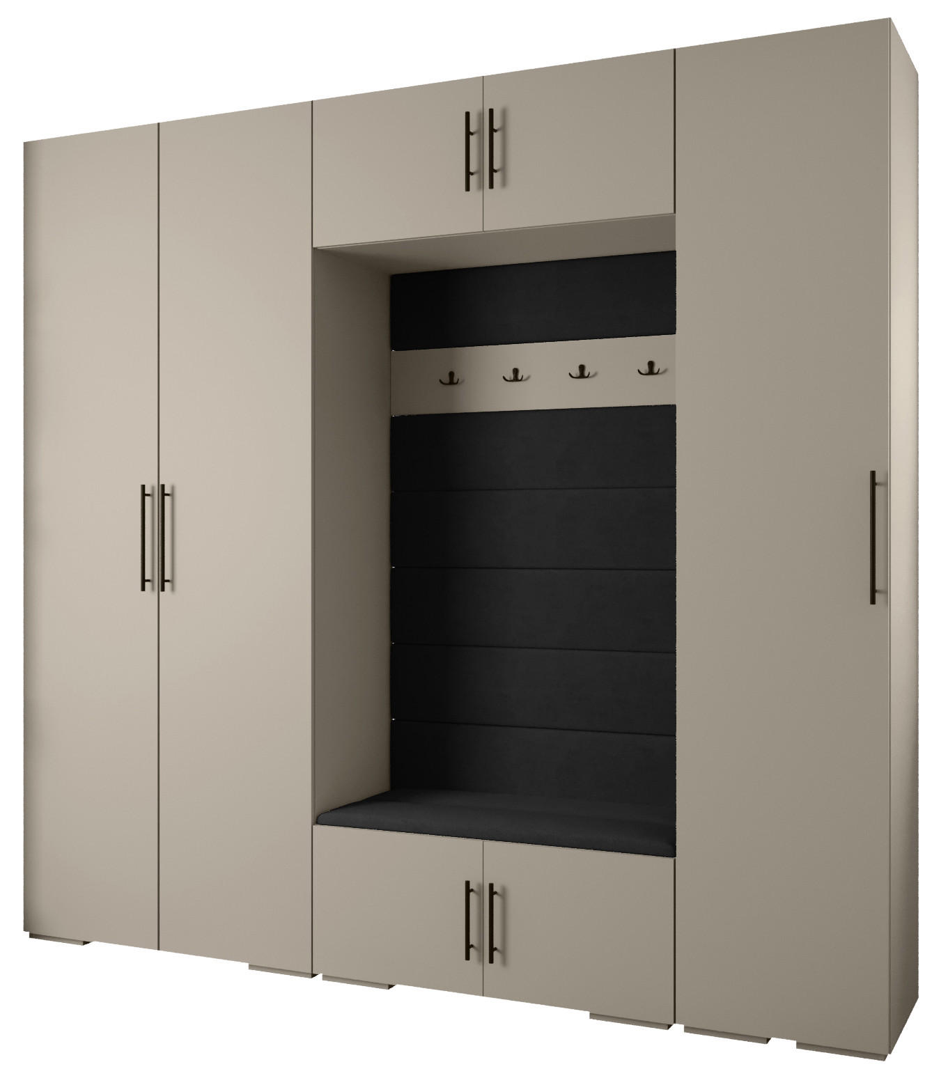 Abiks Möbel Garderoben-Set Kaschmir, Schwarz 250x236.7x47 cm