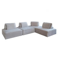 MODULSOFA WIOLO SOFT 4 MODULE 4 KISSEN Hellgrau Cord - Hellgrau/Schwarz, Kunststoff/Textil (333/84/222cm) - KAWOLA