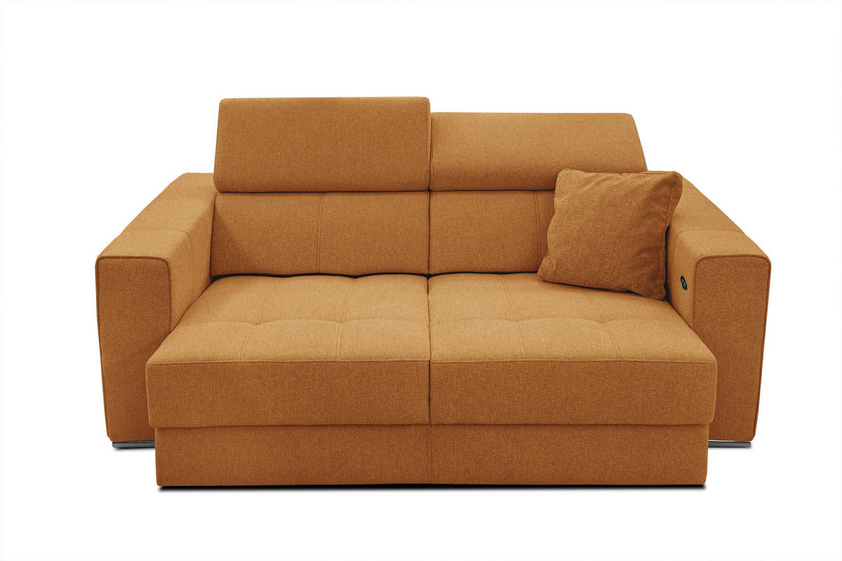 SOFA QUARTZ 3-Sitzer mit Ausziehsitz, orange - Orange, Holzwerkstoff/Textil (202/80/102cm) - Courtois Laville