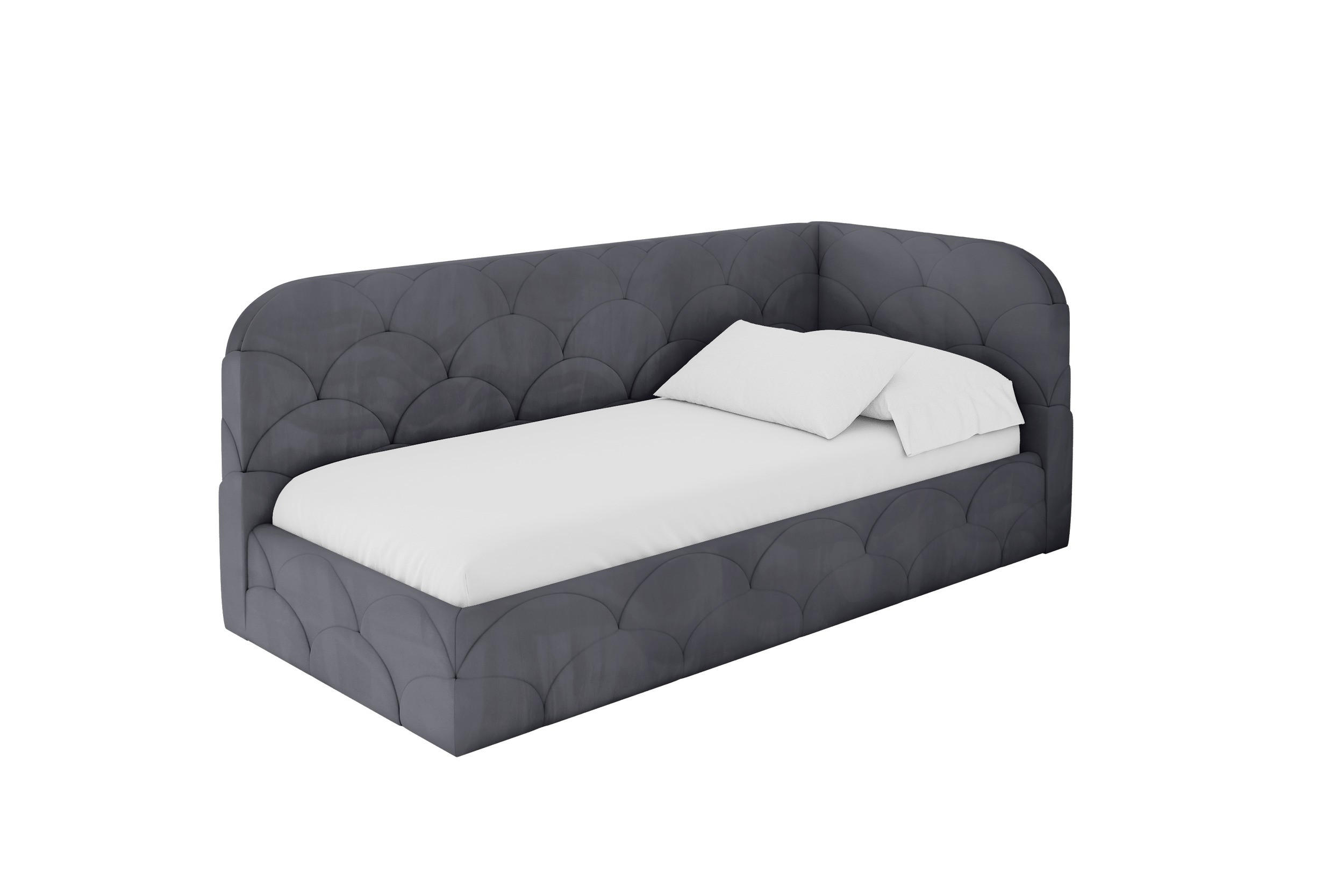 EINZELLBETT Jugendbett mit Bettkasten, Links - ELRY 90x200 Dunkelgrau - Dunkelgrau, Holzwerkstoff/Textil (90/200cm) - ALTDECOR