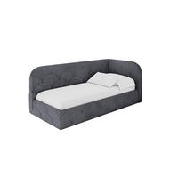 EINZELLBETT Jugendbett mit Bettkasten und Matratze H3/H4, Links - ELRY 90x200 Dunkelgrau - Dunkelgrau, Holzwerkstoff/Textil (90/200cm) - ALTDECOR