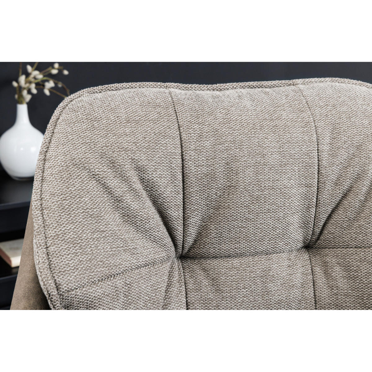 STUHL MR. LOUNGER Microfaser Taupe - Taupe/Schwarz, Textil/Metall (63/85/62cm) - riess-ambiente
