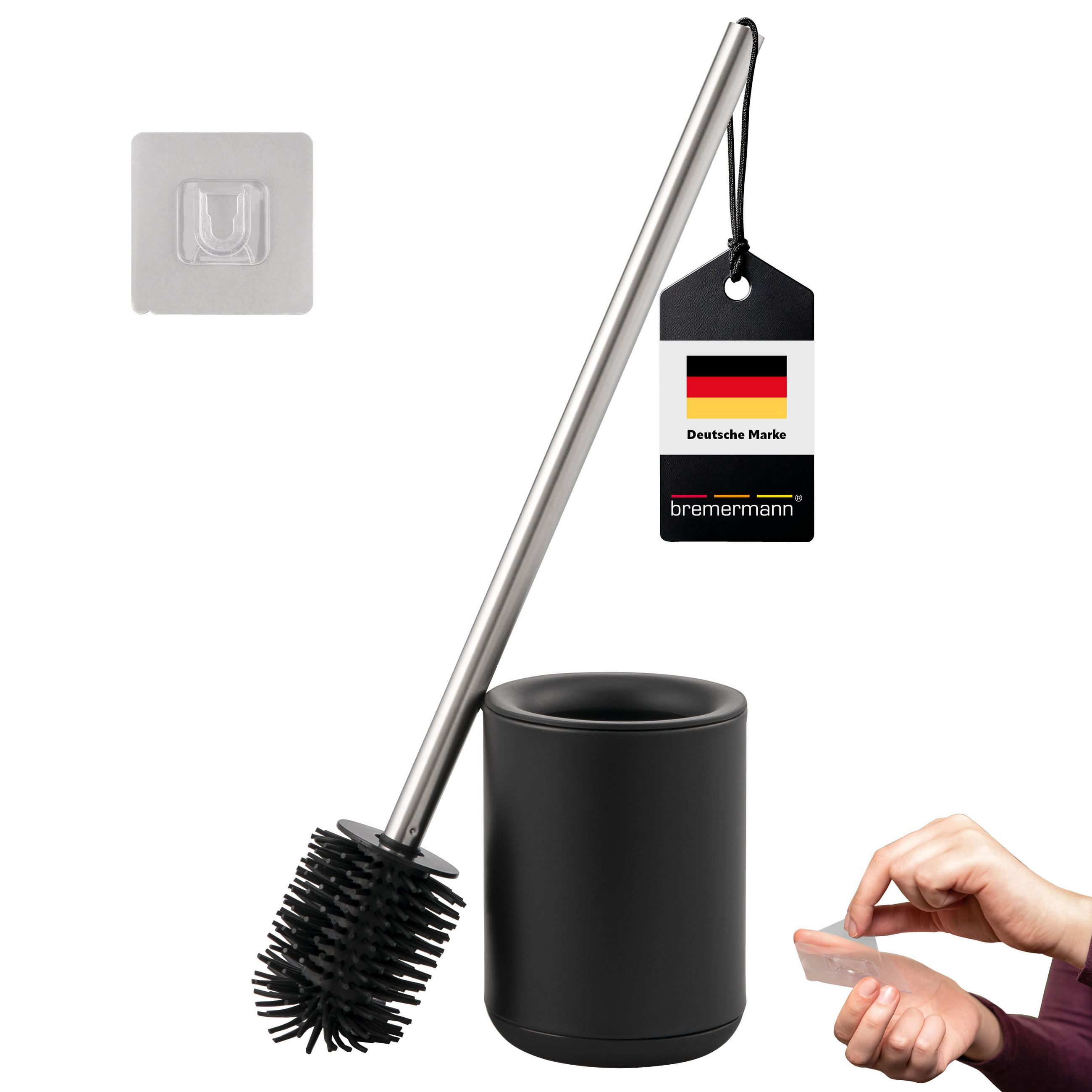 WC-GARNITUR BARBENA, schwarz - Schwarz, Metall (11/48.5/11cm) - bremermann