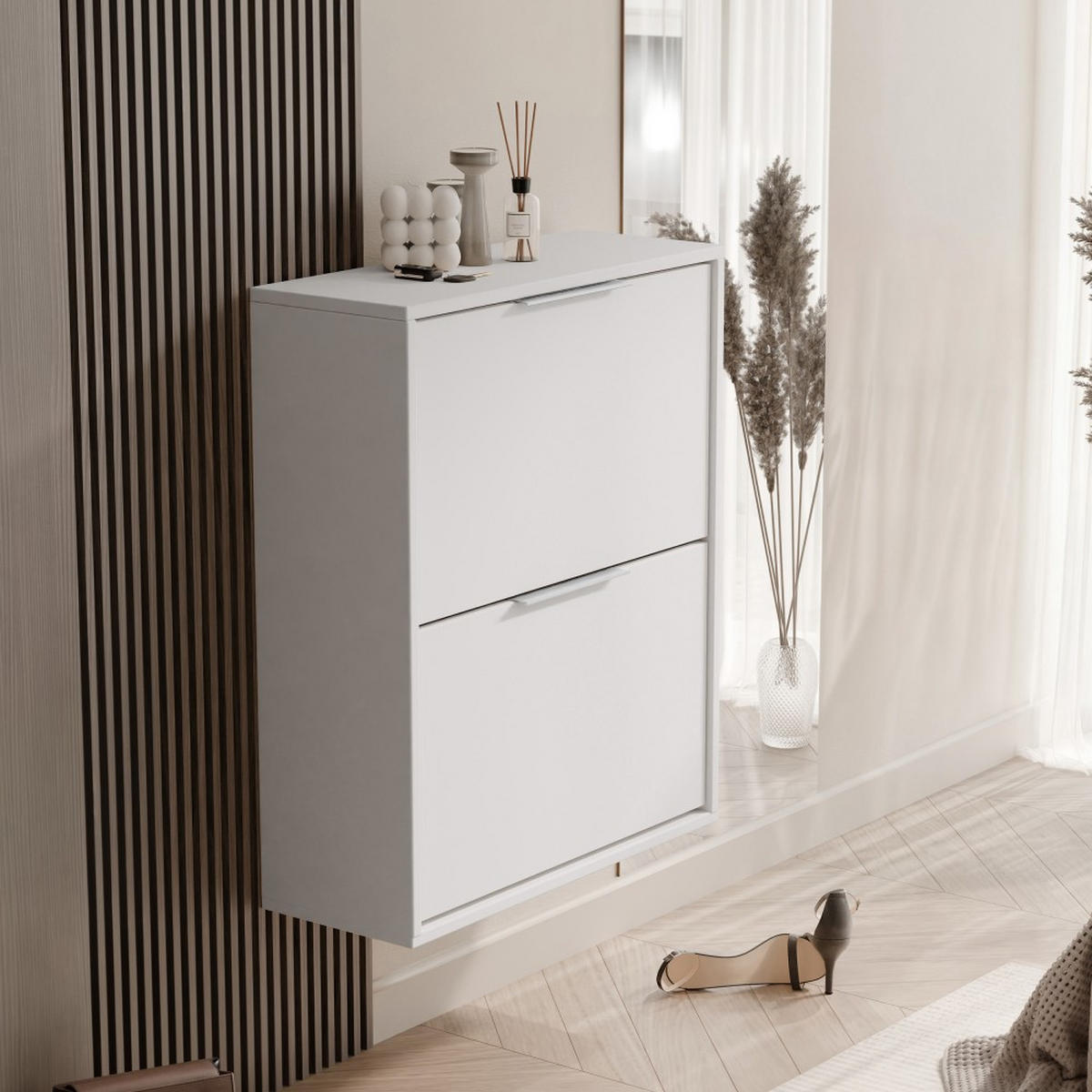 SCHUHSCHRANK Muno mit 2 Türen, weiß - Weiß, Holzwerkstoff (60/87.5/30cm) - Beautysofa