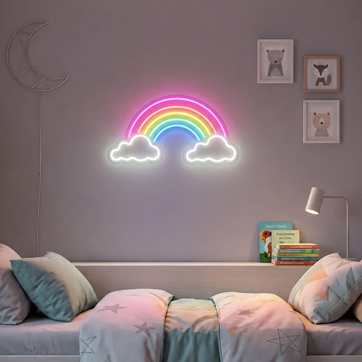 LED KINDERWANDLEUCHTE RAINY Klar Kunststoff - Multicolor, Kunststoff (20/1.6/40cm) - Globo Lighting