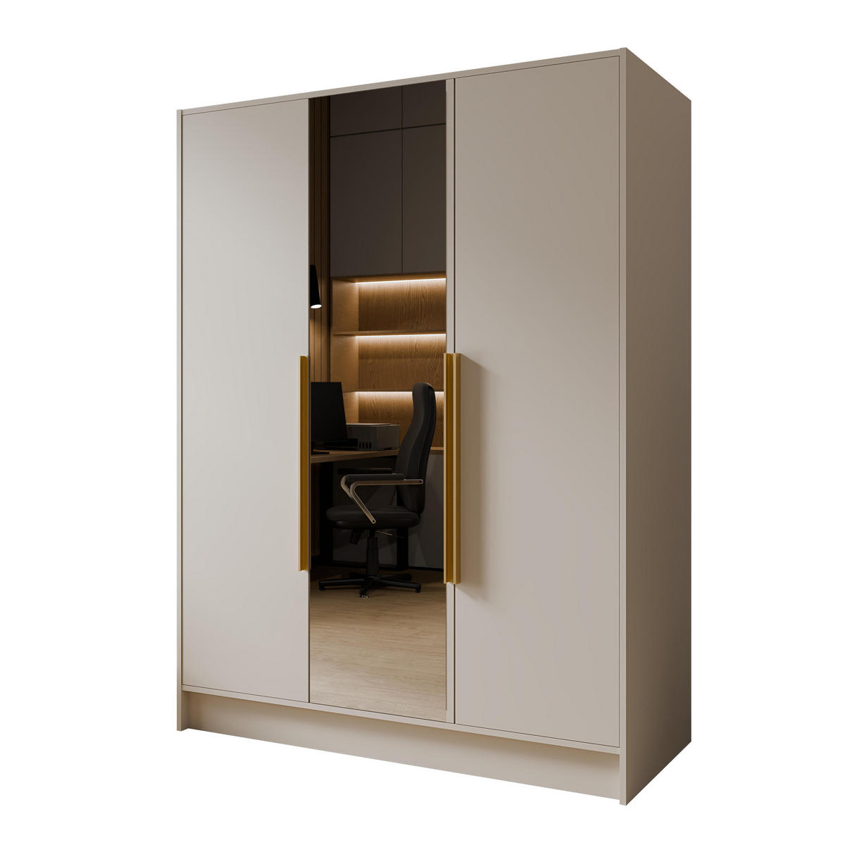 FLÜGELTÜRENSCHRANK LUSSO - Kaschmir/Goldfarben, Holzwerkstoff (150/200/51cm) - Meblini