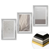 WANDBILDER 3er Set - 20x30 cm Silberner Rahmen - Natürliche Boho-Texturen - Silberfarben, Kunststoff (20/30cm) - ArtPrintCave