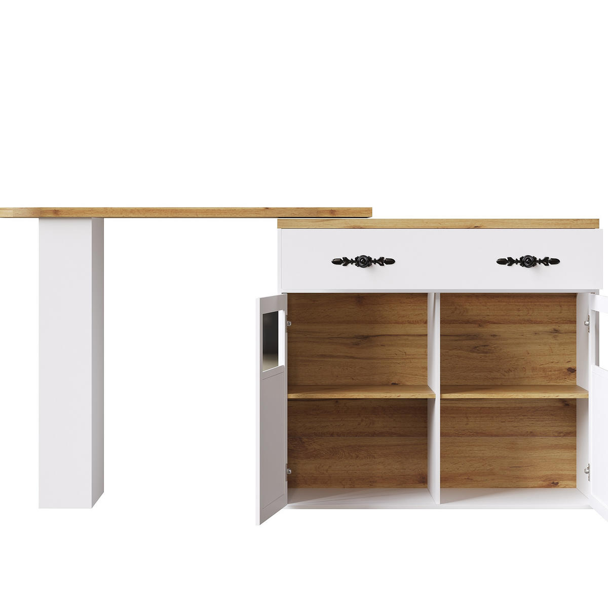 KÜCHENINSEL aus MDF 138-204x39x104 cm in Weiß mit 360° Drehfunktion - Weiß, Holzwerkstoff (204/104/39cm) - Modfu