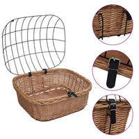 FAHRRADKORB Vorne Mit Deckel 50/45/35 Cm Natur Weide - Braun, Naturmaterialien (45/35/50cm) - vidaXL