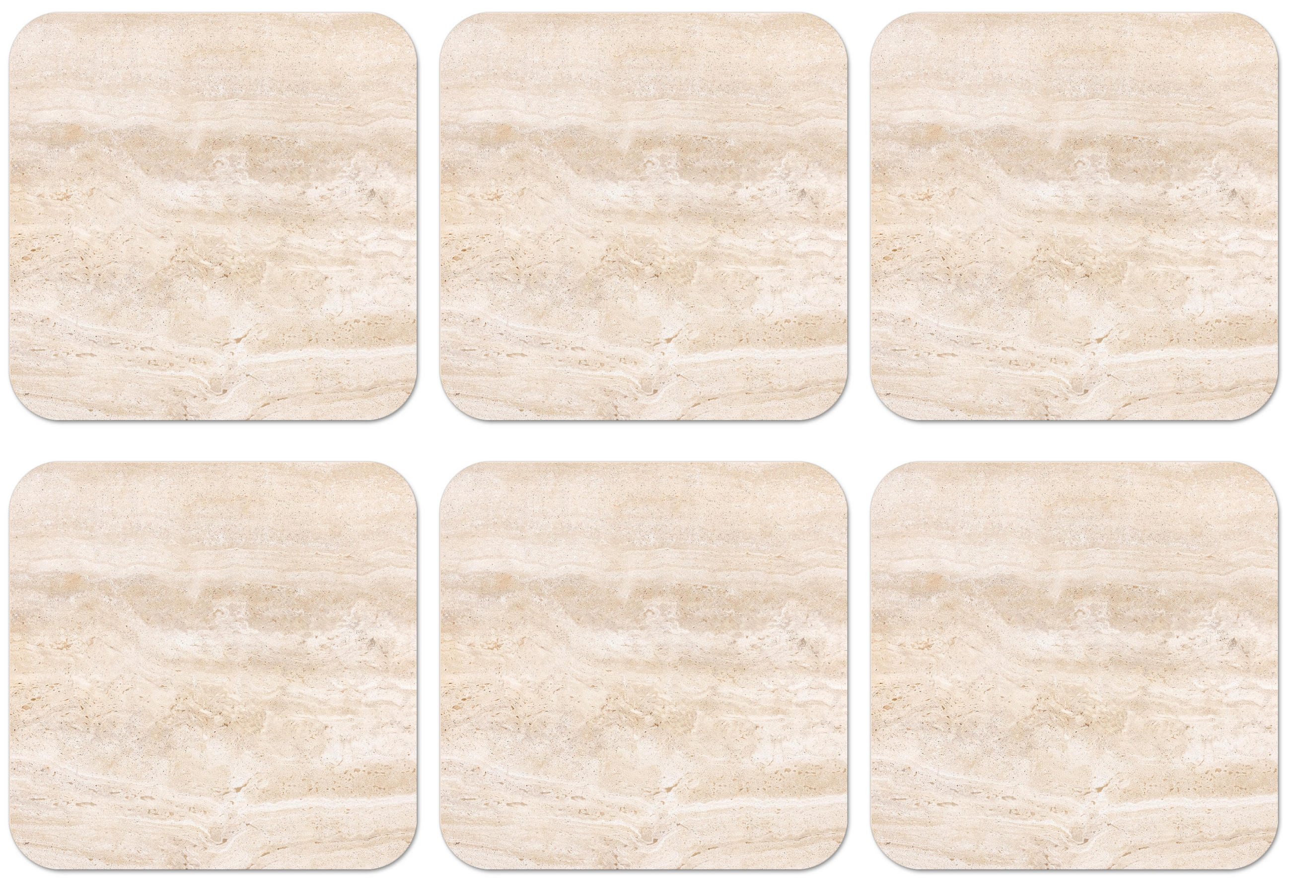 MuchoWow SADA 6 PODTÁCKŮ POD SKLENIČKY Mramor - Kameny - Písek - Textura 10x10 cm