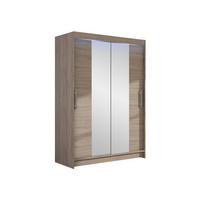 KLEIDERSCHRANK Miami II, mit RGB LED Beleuchtung - Silberfarben/Trüffeleichefarben, Holzwerkstoff/Kunststoff (120/200/58cm) - MIRJAN24