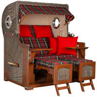 STRANDKORB XXL Düne Grande 2,5 Sitzer - Rot/Braun, Metall (142/170/95cm) - Mr. Deko