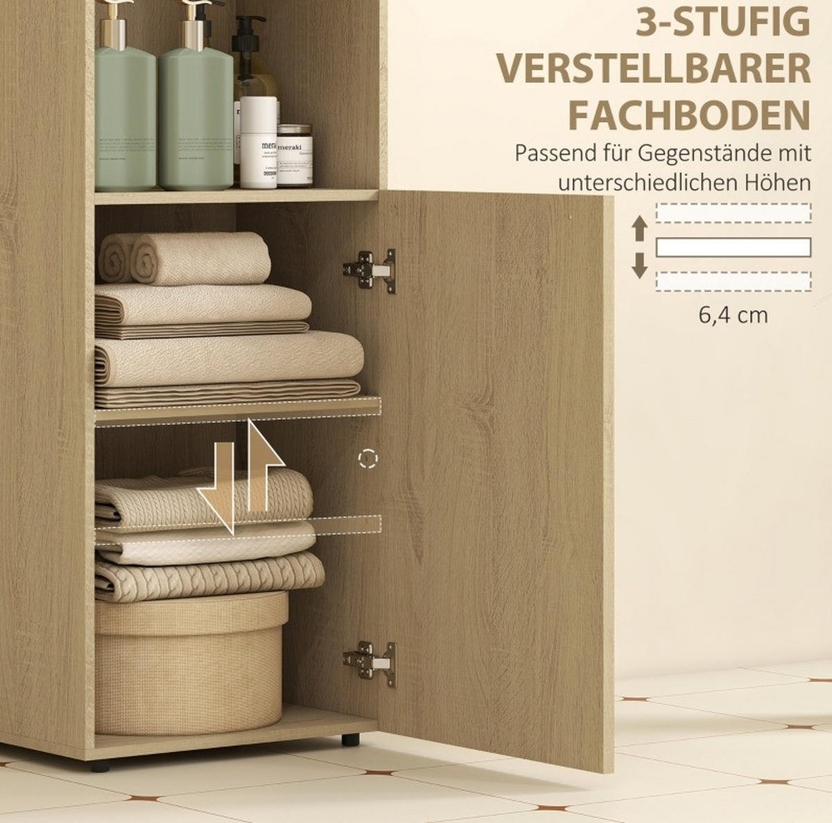 MIDISCHRANK 40/31/104 cm aus Holzwerkstoff mit verstellbarem Einlegeboden Eichenfarben - Eichefarben, Holzwerkstoff (40/104/31cm) - Modenvie