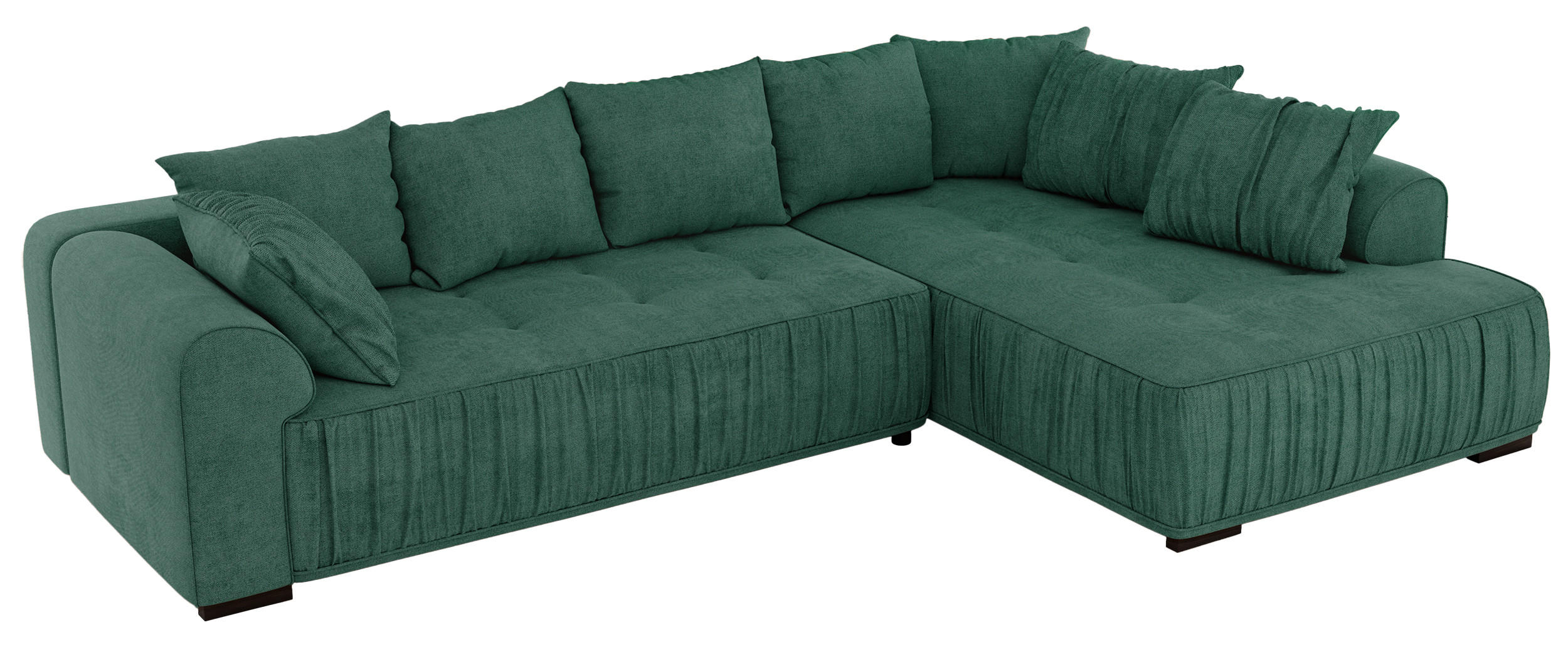 ECKSOFA ORTA Grün Stukture - Rechts - Schwarz/Grün, Textil (200/325cm) - MKS
