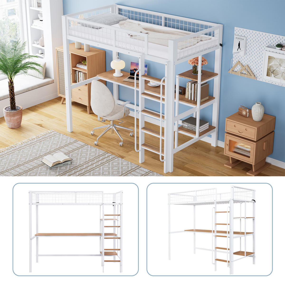 HOCHBETT 90x200 cm Tisch Regal weiß - Weiß, Metall (90/200cm) - LEBENLANG