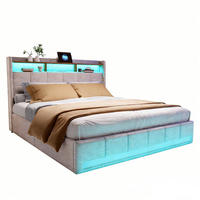 POLSTERBETT,BETT 180x200 mit Schubladen und LED&Ladefunktion,Beige - Beige, Holz/Textil (180/200cm) - PARAFTA HOME